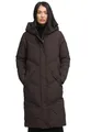 MARIKOO Damen Wintermantel (S-5XL) - gesteppt, abnehmbare Kapuze, Druckknopfverschlussleiste - N101 - Choco Größe XXL - Gr.XXL