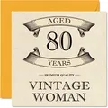 Stuff4 Geburtstagskarte zum 80. Geburtstag im Vintage-Stil für Frauen – 80 Jahre – lustige Geburtstagskarte für Mama Schwester Frau Oma Oma Tante, 145 mm x 145 mm Damen-Grußkarten zum 80. Geburtstag