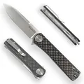 Auerbach Gentleman Folder Charles - Taschenmesser Klappmesser Einhandmesser | D2 Klingenstahl | Kohlenstofffaser Griffschalen | Geschenke für Männer