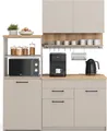 Singleküche Vicco Egbert Greige 160 cm mit ausziehbarem Tisch, Model 49527