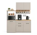 Vicco Küchenzeile Egbert, Greige/Artisan-Eiche, 160 cm mit ausziehbarem Tisch