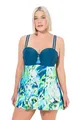 Ulla Popken Damen große Größen Übergrößen Plus Size Badekleid, Softcups, Träger verstellbar, recycelt helles karibikgrün 46 835998452-46