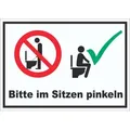 HB-Druck Aufkleber Bitte im Sitzen pinkeln Aufkleber, wetterfest, UV-beständig, kratzfest