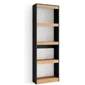 Skraut Home Regal, Schwarz, Eiche, Holzwerkstoff, Rechteckig,Rechteckig, 60x186x25 cm, Wohnzimmer, Regale