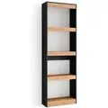 Bücherregal Bibliothek, Bookshelf, Bookcase, 60x186x25cm, Wohnzimmer, Esszimmer, Büro, Aufbewahrungsregal, Moderner Stil, Eiche Schwarz - Skraut Home