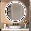 PESENXAN 60cm Spiegel Schwarz mit Beleuchtung – Dimmbar, 3 Farben, Speicherfunktion, IP44 Wasserdicht, Schwarzer Badezimmerspiegel mit LED Licht - Schwarz