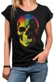 MAKAYA Print-Shirt Damen Skull Kurzarm Disco Top Totenkopf Motiv rockige Sommer Oberteile Kurzarmshirt