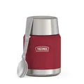 Thermos ICON Thermobehälter für Essen rot 0,47l - hält Speisen 10h heiß & 24h kalt, Edelstahl, absolut dicht, mit klappbarem Löffel, BPA-frei