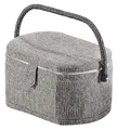 Kobolo Nähkästchen Nähkorb Nähkörbchen Nähkasten - grau -oval - Stoff - 29x20x16 cm