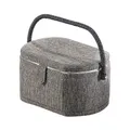 Kobolo Nähkorb Nähkästchen - grau - oval - Stoff - 29x20x16 cm