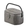 Nähkästchen Nähkorb Nähkörbchen Nähkiste - grau - oval - Stoff - 29x20x16 cm