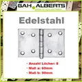 GAH Edelstahl Scharnier Höhe 60 mm Breite 90 mm Stärke 1,25 mm