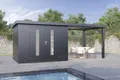 Finnhaus Wolff Metall-Gerätehaus Elvar 6024 Anthrazit, Gartenhaus inklusive Seitendach