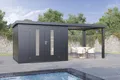 Wolff Finnhaus Premium Metall Gartenhaus Elvar 6024 Anthrazit inkl. 300 cm Anbau