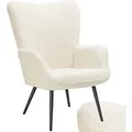 Tectake Sessel Hygge Gepolstert Armlehnen und Ergonomische Rückenlehne  76 x 72 x 100 50 cm Bouclé Creme Schwarz