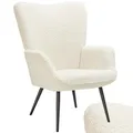 tectake® Skandinavischer Stil Ohrensessel, Teddy Sessel Hygge, Bouclé Sessel Wohnzimmer, Schlafzimmer, Statement Piece Loungesessel, belastbar bis 150 kg