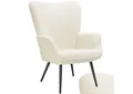 tectake Relaxsessel Polstersessel, bodenschonend, Belastbarkeit 150 kg, 72 x 76 x 100,5 (Fernsehsessel Hygge, in Bouclé Creme/Schwarz), gepolstert, Armlehnen und ergonomische Rückenlehne, runde Stahlbeine