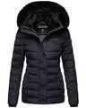 Navahoo Damen warme Winter Steppjacke mit abnehmbarer Kunstfell-Kapuze Milianaa Navy Gr. S