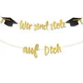 Abschluss Deko Wir sind stolz auf Dich Girlande Banner Glitzer Abitur Abi 202...