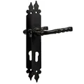 Türgriff Türdrücker Drückergarnitur Türbeschlag Griffset Schwarz matt Schmiedeeisen Optik 72 / 8mm (Profilzylinder)