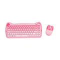 LogiLink kabellose 2,4 GHz kindgerechte Tastatur-Maus-Kombi 1600 DPI QWERTZ-Layout Windows MAC 85 Tasten 12 Multimediatasten Katzen-Design Energiesparmodus Pink