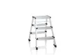 hjh OFFICE Trittleiter Klappleiter Solid Iv Aluminium (1 St, 1-St), Leiter mit 3 Stufen, mit Rollen, beidseitig begehbar