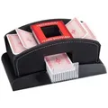 Relaxdays Kartenmischer elektrisch Leder 2 Decks Rot,Schwarz,Transparent