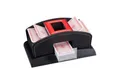 relaxdays Spiel Kartenmischer elektrisch Leder 2 Decks