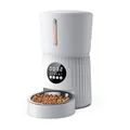 Faroro Futterautomat Katze, 4L Katzenfutter Automat, Futterspender Katze Mit 1–6 Mahlzeiten Pro Tag, Portionskontrolle, 10s Sprache, Langsames Füttern (Weiß)