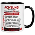 50 Geburtstag Männer Geschenk Tasse | Achtung – Diese Tasse wird von jemandem ab 50 genutzt | Lustige Geschenk Geburtstagstasse mit Spruch 50. Geburtstag | 50ter Geburtstag - Geburtstagsgeschenk Mann