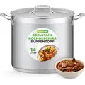 NutriChef Edelstahl Kochtopf 15,1L Induktion – Suppentopf mit Deckel, Profiqualität für Gastronomie & Meal Prep Hitzebeständig bis 260 °C
