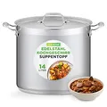 NutriChef Edelstahl Kochtopf 15,1L Induktion – Suppentopf mit Deckel, Profiqualität für Gastronomie & Meal Prep Hitzebeständig bis 260 °C, Spülmaschinenfest, Ideal für Vorratsküche & Events