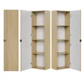 Lomadox Hochschrank OLIVA-56 Eiche Dekor Rillen Metallgriff 40 cm breit Softclose