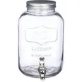 Relaxdays Getränkespender Glas Transparent mit Zapfhahn 5 L 28 cm x 15 cm x 16 cm 1,3 kg