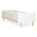 Homestyle4u Kinderbett 90x200 mit Rausfallschutz und Lattenrost Weiß Natur Massivholz Bett für Kinder Gitterbett