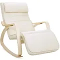 Entspannender Sunlounger-schaukelstuhl Mit Verstellbarer Fußstütze. Maximale Belastung: 150 Kg. Beige Lyy10m