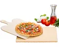 ROMMELSBACHER Pizza-/Brotbackstein Set PS 16 - Stein aus natürlicher Schamotte, lebensmittelecht, 35 x 35 cm, inkl. Holzschaufel