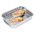 Edelstahl Bräter mit entnehmbaren Grillrost - 32 x 24 cm - Auflaufform mit Griffen und Rost für Grill und Ofen - Schwedenschale Grillschale Backform Dessertform spülmaschinenfest