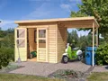 Gartenhaus Gerätehaus Schuppen naturbelassen Pultdach holz Fichte mit Anbaudach