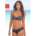 Bügel-Bikini LASCANA, Damen, Gr. 48, Cup F, blau (marine, weiß), Polyamid, gepunktet, Bikini-Sets, mit einer schlichten Schlaufe zwischen den Cups