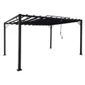 Mendler Pergola HWC-L40, Garten Lamellen-Pavillon Terrassenüberdachung, 8cm-Alu-Gestell Stoff/Textil, 3x4m a 98769+98770