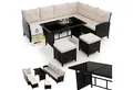 Juskys Gartenlounge-Set Manacor, (Gartenlounge), Polyrattan Gartenmöbel-Set mit Garten-Sofa, Garten-Tisch und 2 Hocker