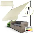 Juskys Klemmmarkise Kapstadt Montage ohne Bohren, höhenverstellbar, senkrecht/diagonal ausziehen beige 350 cm x 120 cm x 200 cm