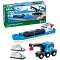 BRIO World 33534, Containerschiff mit Kranwagen, Holz/Kunststoff