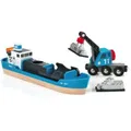 Brio 33534 - Containerschiff mit Kranwagen, Holzeisenbahn, Spielzeug, NEU