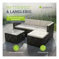 Juskys Polyrattan Lounge Punta Cana M schwarz für 3-4 Personen - Sofa, Tisch & Hocker