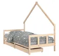 vidaXL Kinderbett, Jugendbett mit Schubladen 90x200 cm Massivholz Kiefer
