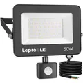 Lepro LED-Außenstrahler IP65 wasserdicht, 50 W / 4.250 Lumen, tageslichtweiß, 230 V, mit Bewegungsmelder
