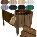 Floranica Beetumrandung Beeteinfassung 10 x 200 cm Braun Rasenkante Holz Gartenzaun Holzzaun flexibler Rollborder - Braun