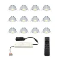 HOFTRONIC - Einbaustrahler Feuchtraum Badezimmer 12V Terrassenüberdachung IP44 Wasserdicht | 12x3W 200 Lumen Warmweiß lichtfarbe Dimmbar Schwenkbar Flach RF-Fernbedienung 3W Mini LED Einbaustrahler